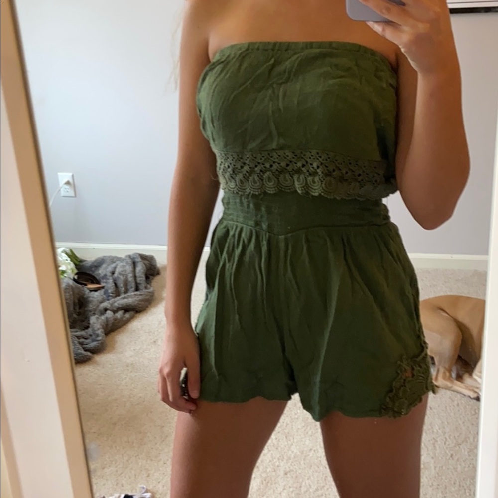 Strapless Green Romper